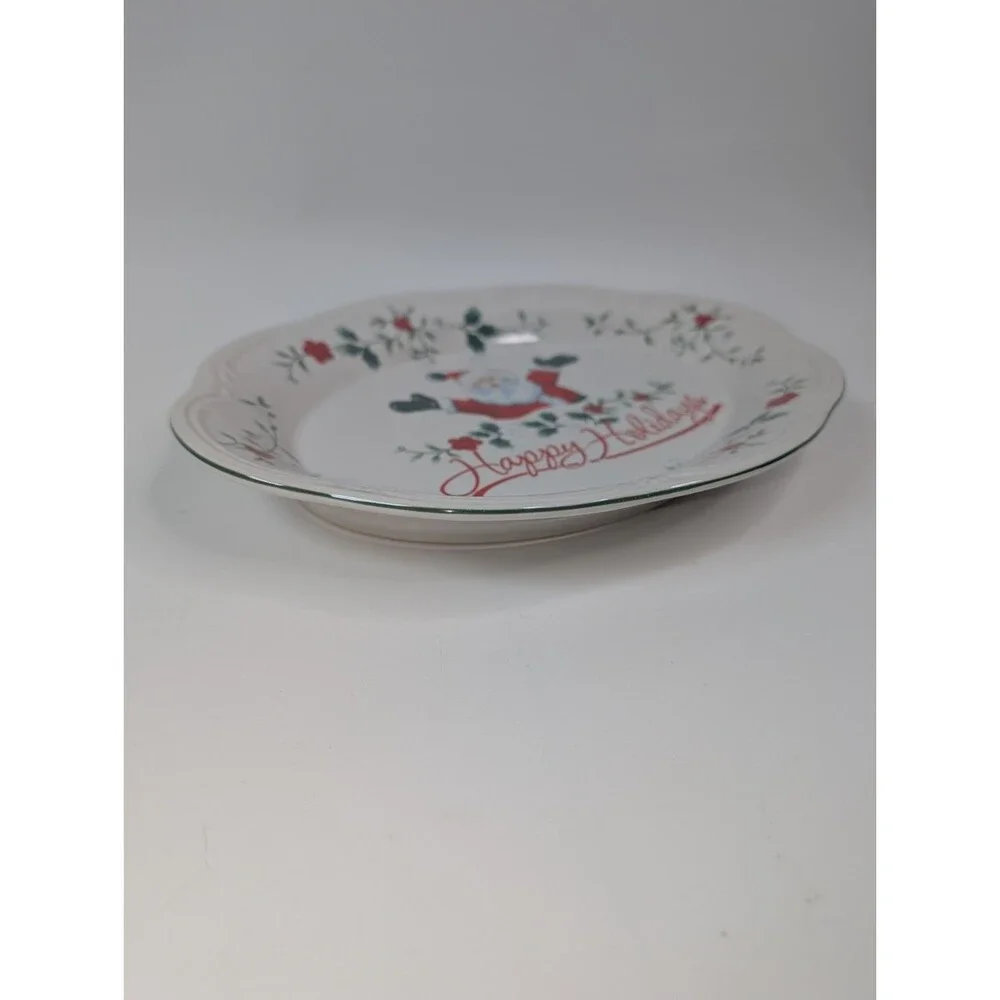 WINTERBERRY Pfaltzgraff Happy Holidays Santa Oval Platter Tray Open Box